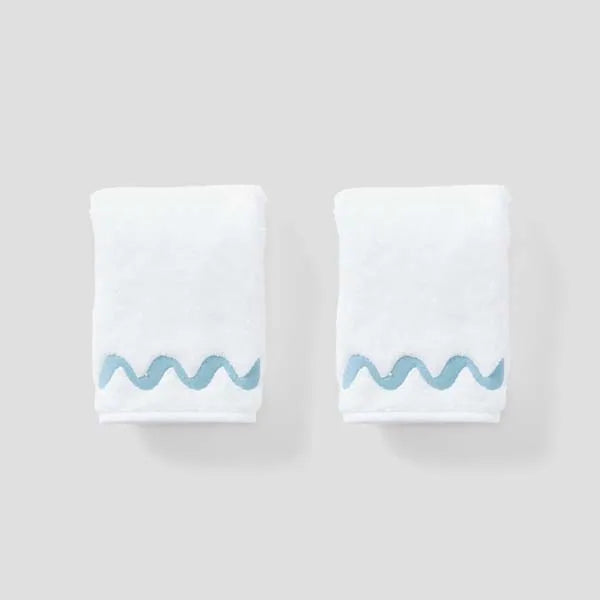 Wave Embroidered Washcloths (pair)