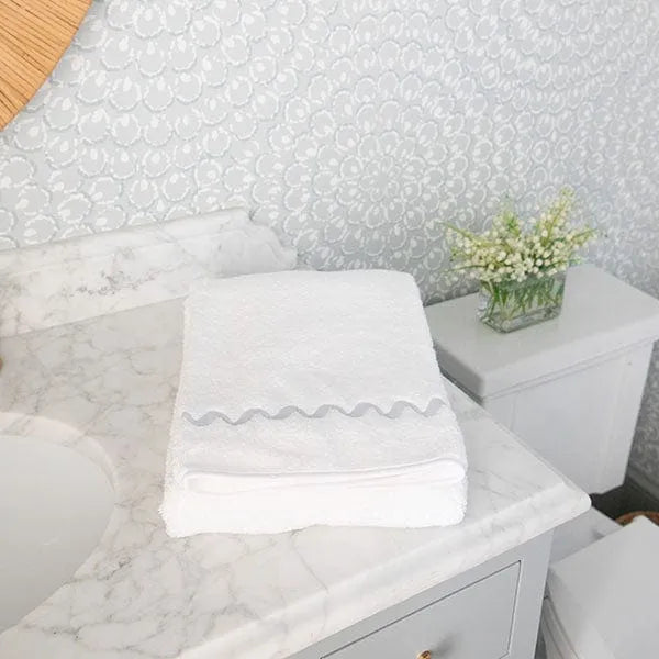 Wave Embroidered Bath Towel