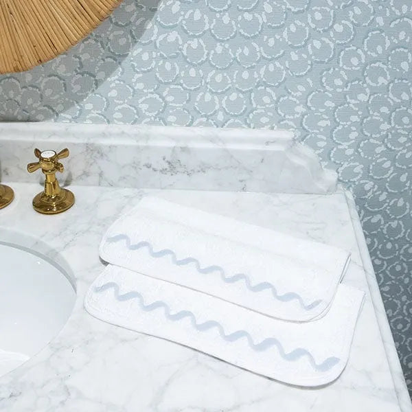 Wave Embroidered Washcloths (pair)