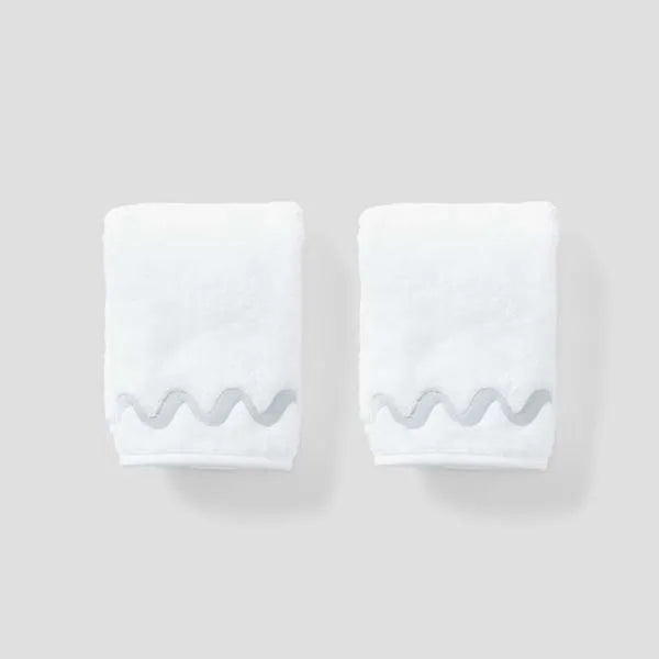 Wave Embroidered Washcloths (pair)