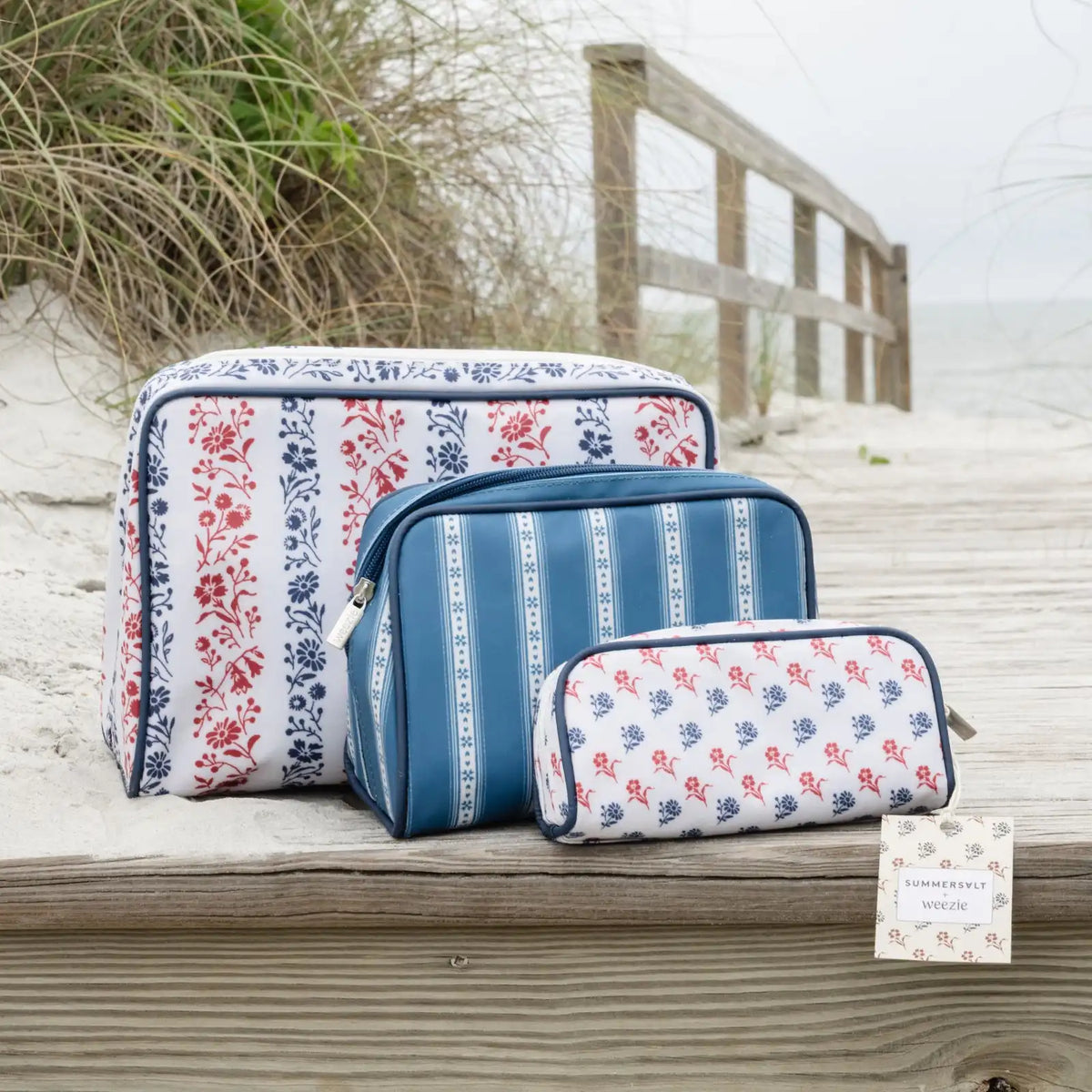 Summersalt x Weezie Patterned Toiletry Bag Trio (3 pieces)