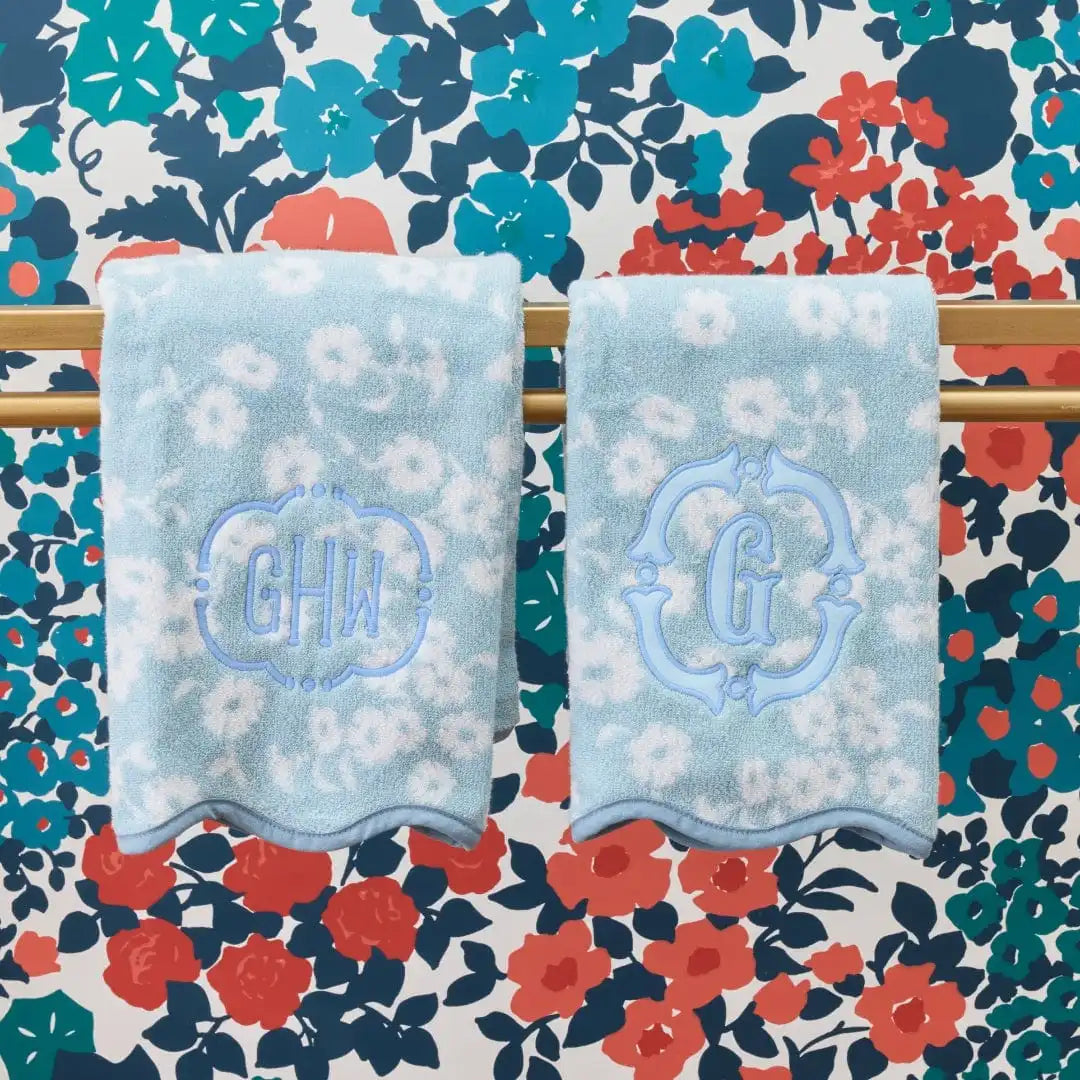 Patterned Scallop Hand Towels (pair)