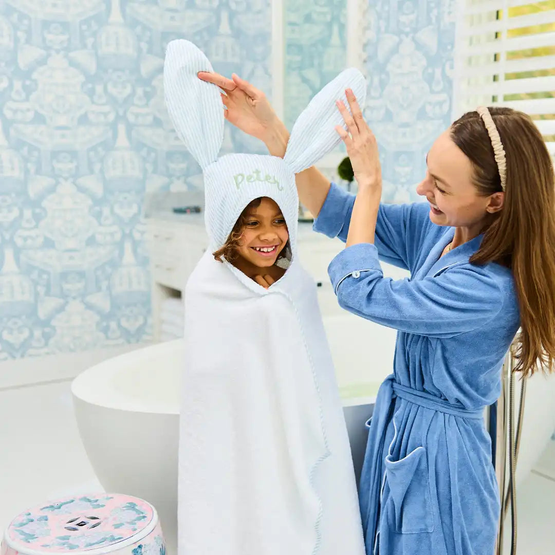 Percale Kids’ Bunny Hooded Towel